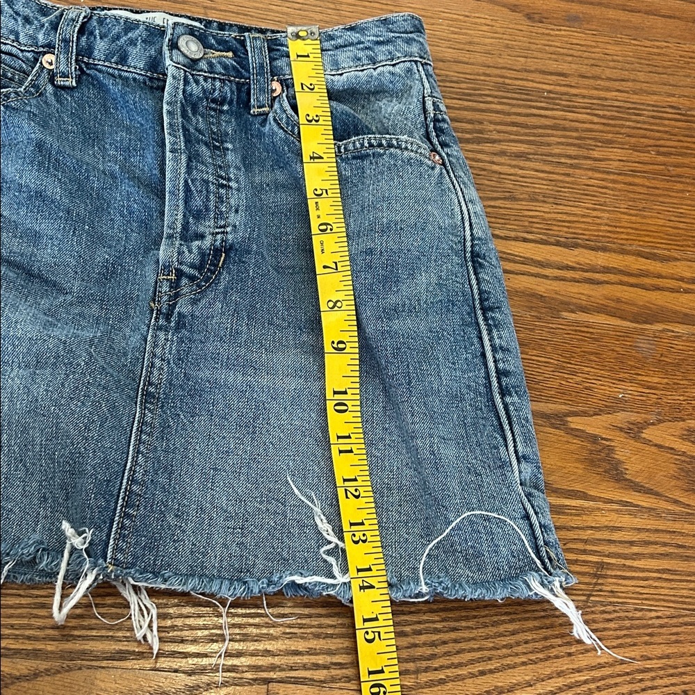 We The Free Denim Skirt Women’s 25 Blue Frayed Mini Distressed Festival - Picture 4 of 11